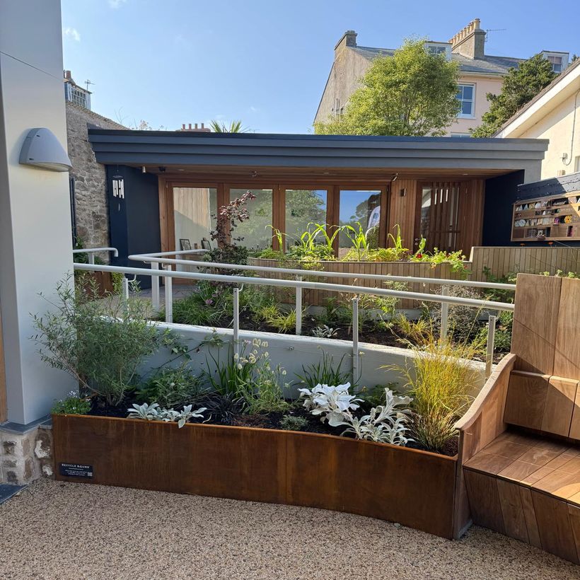 aerial view of new building