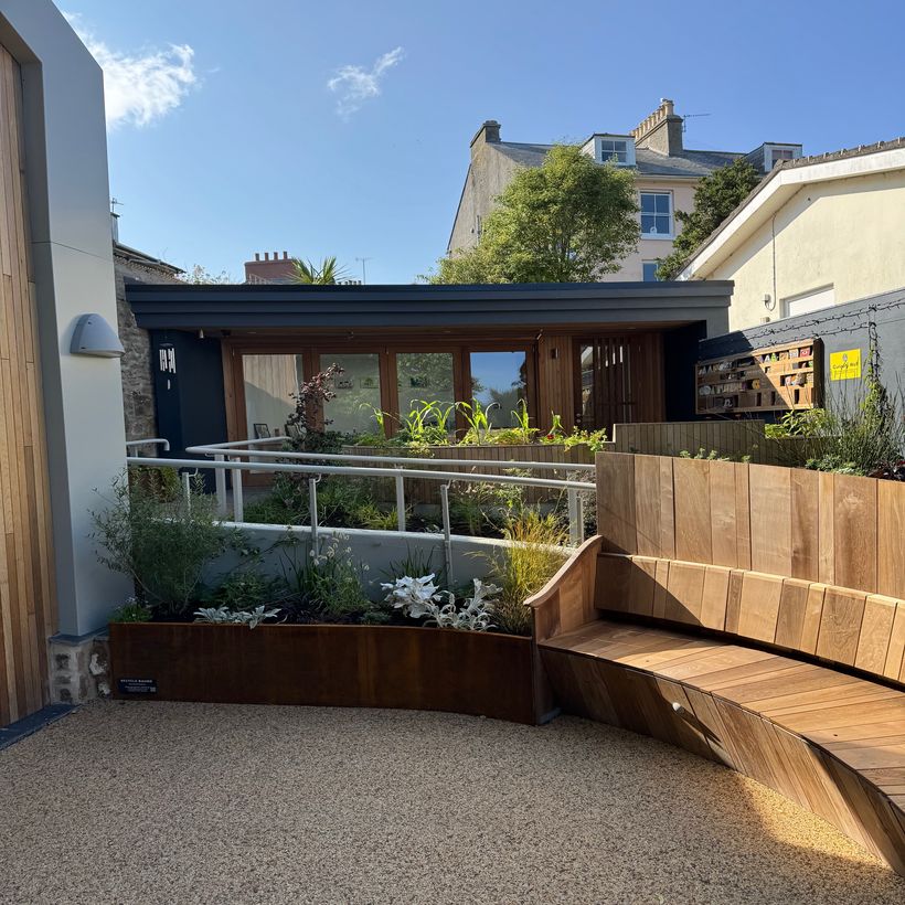 aerial view of new building