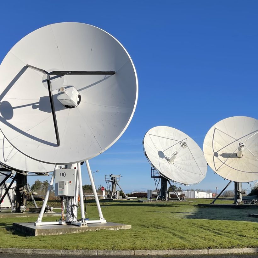 Image of new satellite dish bases at Goonhilly