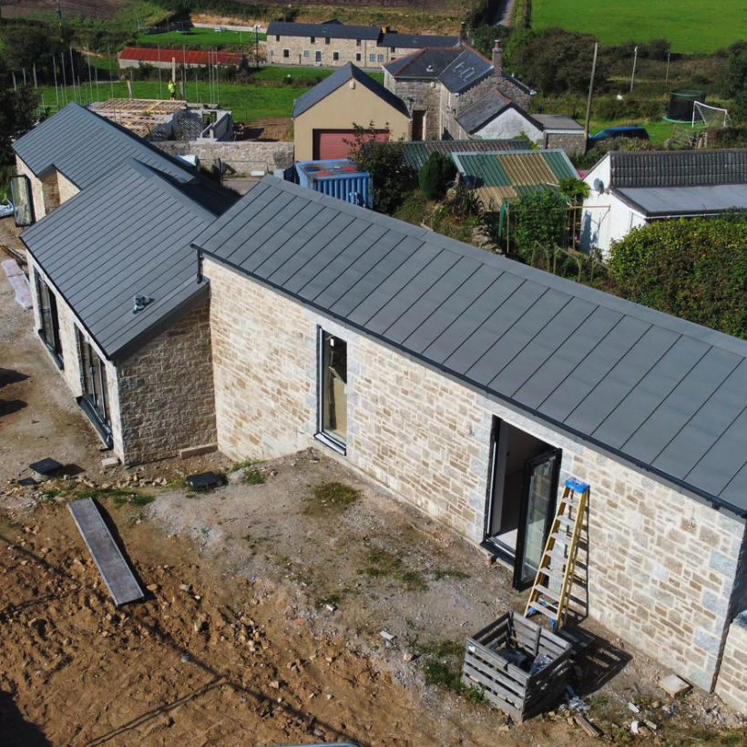 aerial view of new building